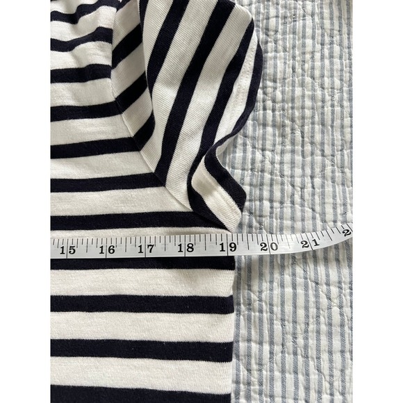 Talbots Striped Knit Dress Lace-Up Neck Short Sleeve Casual White Black M - Picture 7 of 7